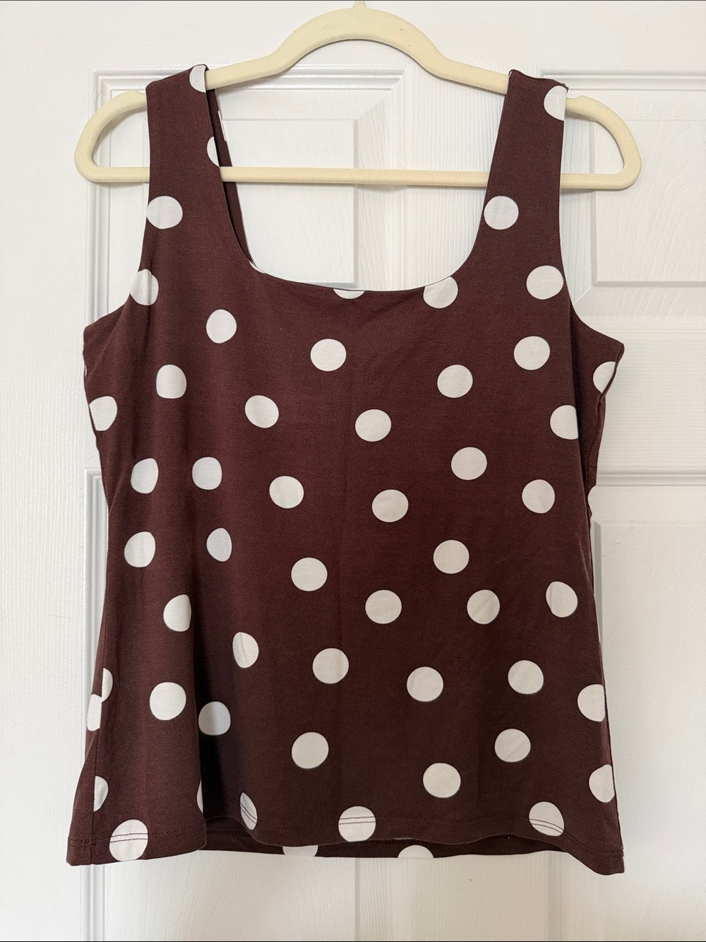 Ann Taylor Brown Tank Top with White Polka Dots